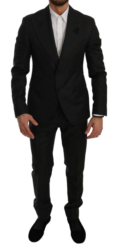 Dolce & Gabbana Black Crystal Bee Slim Fit 2 Piece Suit