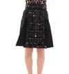 DOLCE & GABBANA BLACK CRYSTAL HANDMADE ABOVE KNEE SKIRT