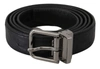 DOLCE & GABBANA BLACK EXOTIC SKIN PATTERN SILVER BUCKLE BELT