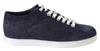 Jimmy Choo Chic Slip-on Blue Denim Suede Sneakers In Blue