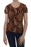 JUST CAVALLI SNAKE SKIN PRINT SHORT SLEEVE TOP T-SHIRT