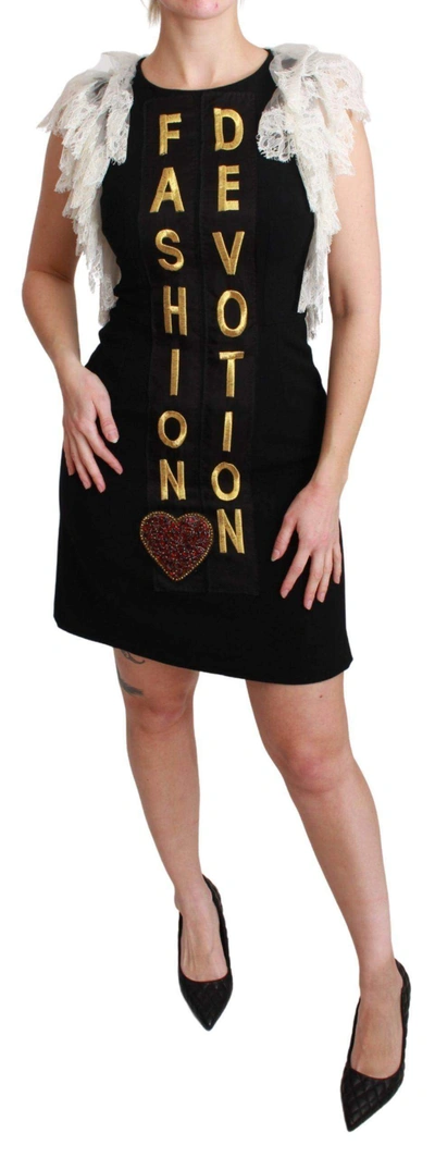 DOLCE & GABBANA BLACK FASHION DEVOTION SHEATH MINI DRESS