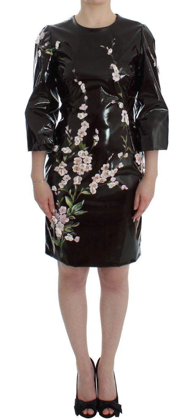 Dolce & Gabbana Black Floral 3/4 Sleeve Sheath Dress