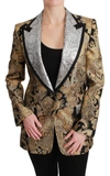 Dolce & Gabbana Jacquard Jacket With Contrasting Lapels In Gold