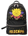 DOLCE & GABBANA BLACK GOLDEN PIG OF THE YEAR SCHOOL BACKPACK