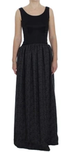 Dolce & Gabbana Black Gray Sheath Gown Full Length Dress In Black