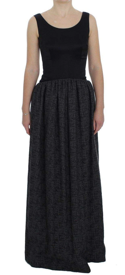 Dolce & Gabbana Black Grey Sheath Gown Full Length Dress