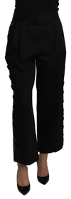 DOLCE & GABBANA BLACK HIGH WAIST CROPPED COTTON STRETCH PANTS