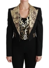 DOLCE & GABBANA BLACK JACQUARD VEST BLAZER COAT WOOL JACKET