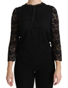 Dolce & Gabbana Black Staff Blouse Floral Lace Nylon Top In Black