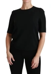 DOLCE & GABBANA BLACK SHORT SLEEVE CASUAL TOP STRETCH BLOUSE