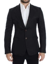 DOLCE & GABBANA BLACK SILK SLIM FIT BLAZER