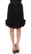 DOLCE & GABBANA BLACK SILK TRANSPARENT ABOVE KNEES SKIRT