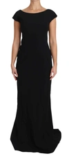 DOLCE & GABBANA BLACK STRETCH FIT FLARE GOWN MAXI