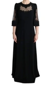 DOLCE & GABBANA BLACK STRETCH SHIFT LONG MAXI DRESS