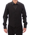 Dolce & Gabbana Black Striped Wool Single Breasted Vest In Black