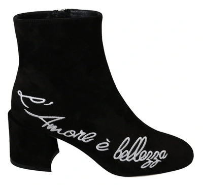 Dolce & Gabbana Black Suede L'amore E'bellezza Boots Shoes