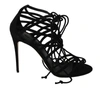 Dolce & Gabbana Black Suede Strap Stilettos Shoes Sandals In Black