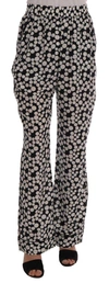 DOLCE & GABBANA BLACK WHITE POLKA DOTTES SILK PANTS