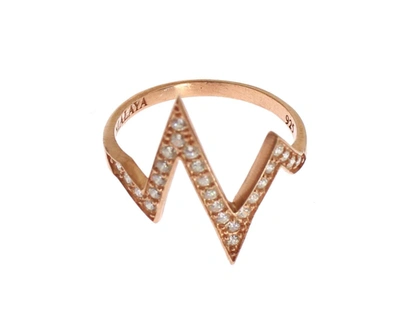 Nialaya Pink Gold 925 Silver Womens Clear Ring