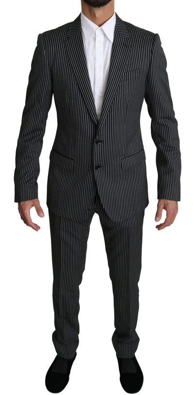 Dolce & Gabbana Black White Stripes 2 Piece Martini Suit