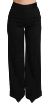 Dolce & Gabbana Black Wide Leg Flared Trouser Cashmere Pants In Black