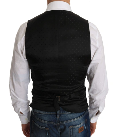 Dolce & Gabbana Textured-finish Wool Waistcoat In Black