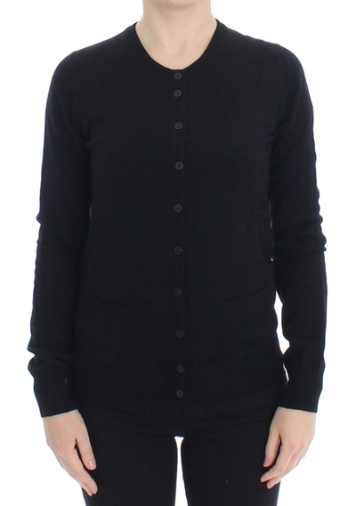 Dolce & Gabbana Black Wool Button Cardigan Sweater Top