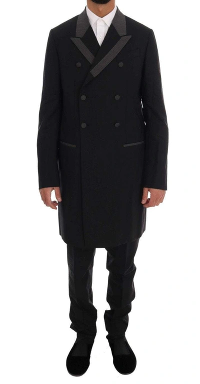 Dolce & Gabbana Black Wool Stretch 3 Piece Two Button Suit