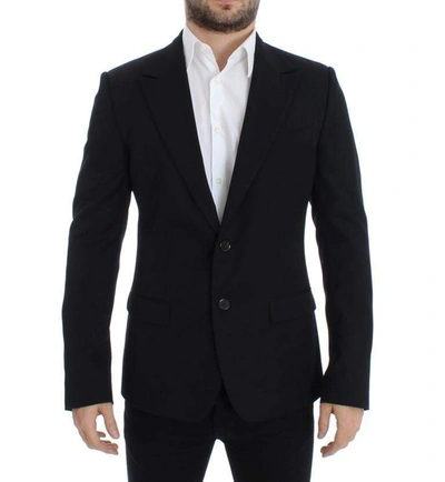 Dolce & Gabbana Gray Napoli Slim Fit Jacket Wool Blazer In Black