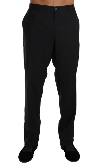 Dolce & Gabbana Black Wool Stretch Formal Trousers