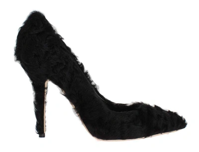 Dolce & Gabbana Elegant Pumps In Luxe Xiangao Fur Leather In Black
