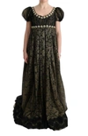 DOLCE & GABBANA BLACK YELLOW CRYSTAL LACE SHIFT DRESS