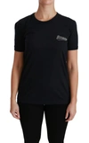 Dolce & Gabbana Blue Amore Patch Crewneck Cotton Top T-shirt In Blue