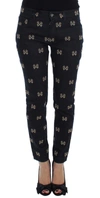 Dolce & Gabbana Blue Key Embroidered Slim Fit Kate Jeans In Blue