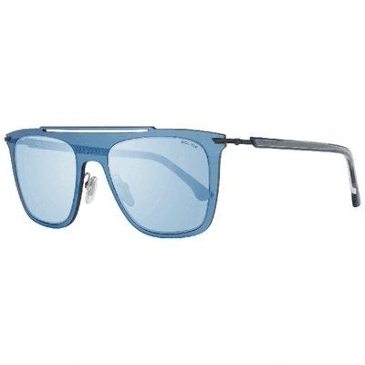 Police Spl581  Mirrored Rectangle Sunglasses In Blue