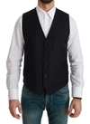 DOLCE & GABBANA BLUE WAISTCOAT FORMAL STRETCH WOOL VEST