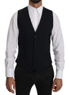 Dolce & Gabbana Blue Waistcoat Formal Stretch Wool Vest In Blue