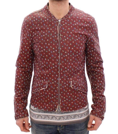 Dolce & Gabbana Bordeaux Leather Boxer Print Jacket Coat