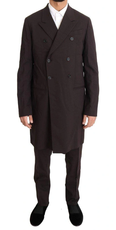 Dolce & Gabbana Bordeaux Wool Stretch Long 3 Piece Suit