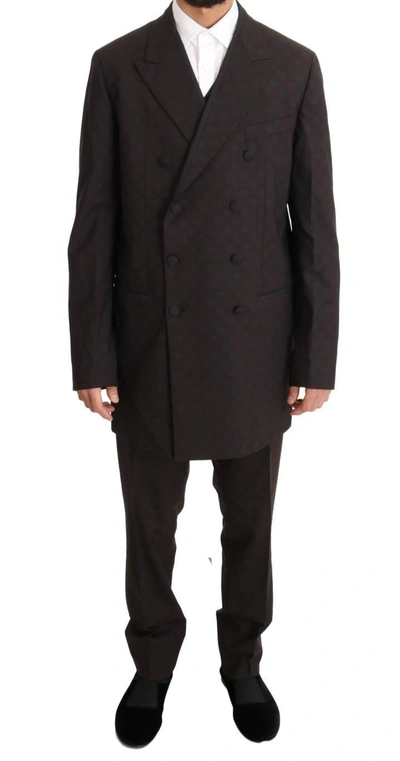 Dolce & Gabbana Bordeaux Wool Stretch Long 3 Piece Suit