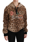 DOLCE & GABBANA BROWN HOODED STUDDED AYERS LEOPARD SWEATER