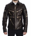 Dolce & Gabbana Brown Lambskin Leather Zipper Jacket In Brown