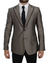 Dolce & Gabbana Brown Slim Fit Silk Two Button Blazer In Brown