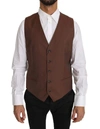 DOLCE & GABBANA BROWN WOOL SILK WAISTCOAT VEST