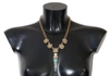 DOLCE & GABBANA GOLD BRASS HANDPAINTED CRYSTAL FLORAL NECKLACE