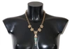 Dolce & Gabbana Gold Brass Handpainted Crystal Floral Necklace In Gold