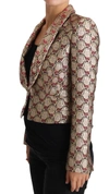 Dolce & Gabbana Gold Floral Sequined Blazer Coat Jacket In Gold