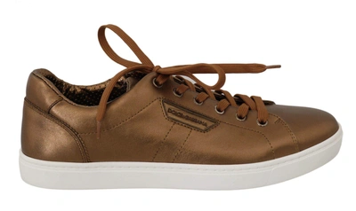 Dolce & Gabbana Gold Leather Mens Casual Trainers