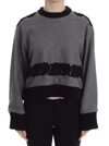 DOLCE & GABBANA GRAY BLACK LACE WOOL CASHMERE SWEATER